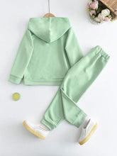 2pcs/Set Young Girls Casual Graphic Print Hooded Sweatshirt And Pants Set, Spring Autumn